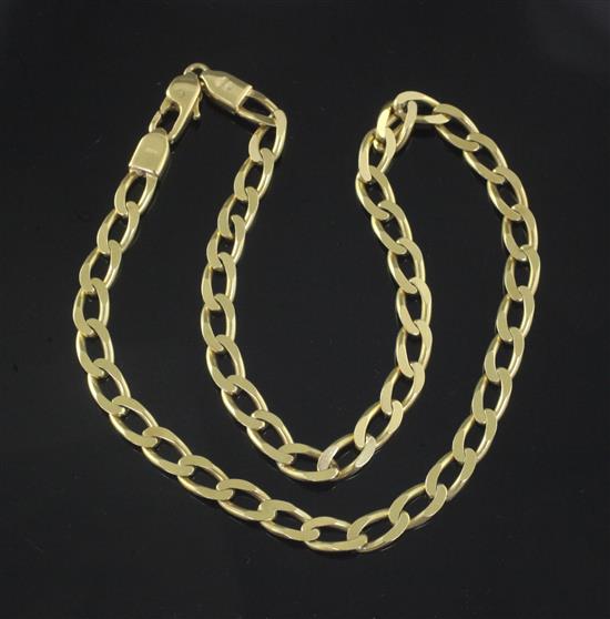 An Italian 18ct gold curb link necklace, 40.5cm.